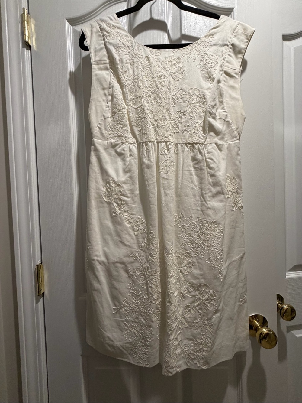 Jcrew Embroidered Cream Dress